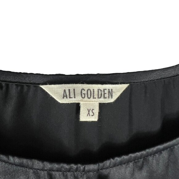 Ali Golden 100% Silk Cropped T-Shirt in Black Relaxed Fit Size XS - Picture 3 of 8